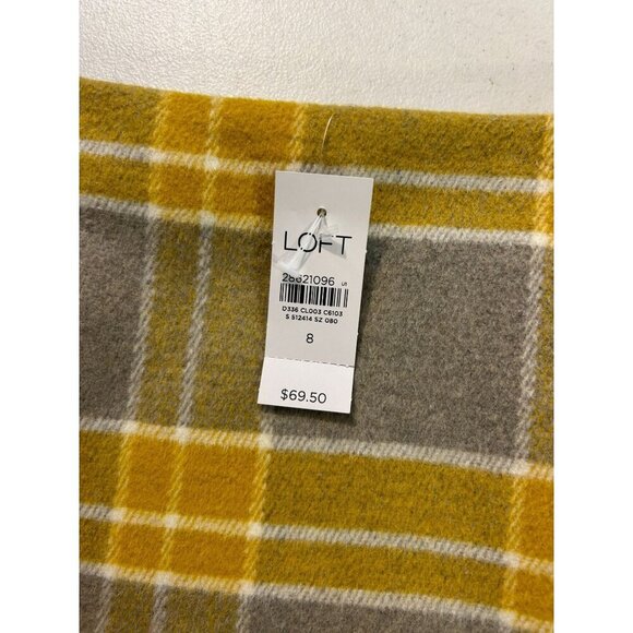 LOFT Gold & Gray Check Wool Blend Mini Skirt Women’s Size 8 NWT $70 - Picture 4 of 4